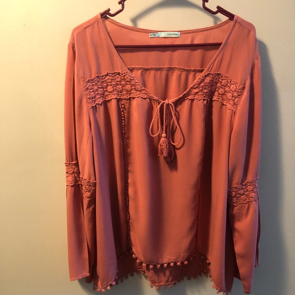 Salmon boho blouse